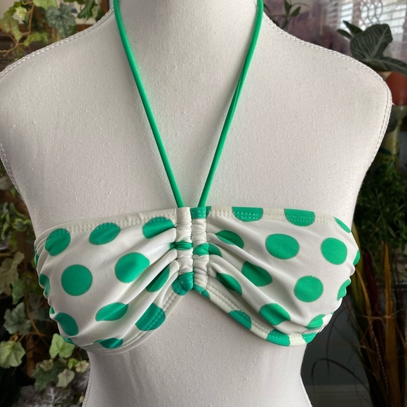 OP Ocean Pacific Bathing Suit Women Size Small Green White Polka Dot Two Piece - Picture 6 of 12